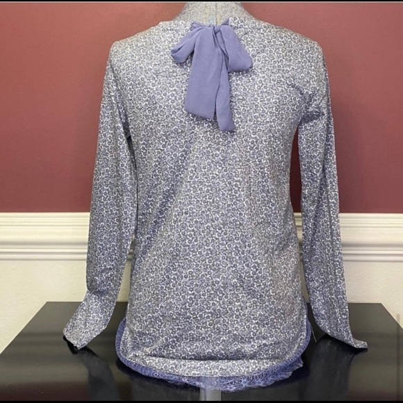 NWT LC Lauren Conrad blue lace bottom top size XS extra small, bow at back neck - Picture 3 of 4